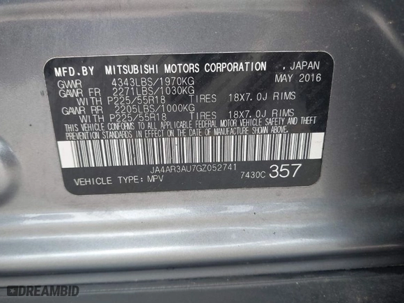2016 Mitsubishi Outlander Sport 2.0 ES with VIN JA4AR3AU7GZ052741, listed as a IAAI auction lot 41958864 with 99,550 mi miles. Bid and sale history available at carsss.com. Image 9.