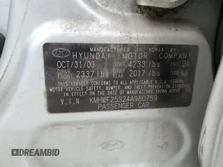 2004 Hyundai Sonata with VIN KMHWF25S24A980759, listed as a Copart auction lot 69791714 with 178,423 mi miles and Salvage Title. Bid and sale history available at carsss.com. Image 12.