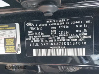 2013 Kia Optima EX z VIN 5XXGN4A71DG184078, wystawiony jako IAAI lot #42124359 z przebiegiem 196 389 mil mil oraz . Historia ofert i sprzedaży dostępna na DreamBid. Obrazek 9.