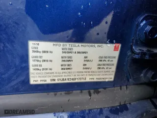 2016 Tesla Model S 90D with VIN 5YJSA1E24GF172713, listed as a Copart auction lot 50810655 with 61,156 mi miles and Salvage Title. Bid and sale history available at carsss.com. Image 12.