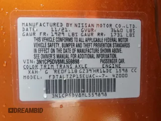 2021 Nissan Kicks SR with VIN 3N1CP5DV8ML559898, listed as a Copart auction lot 48545595 with 31,822 mi miles and Salvage Title. Bid and sale history available at DreamBid. Image 14.