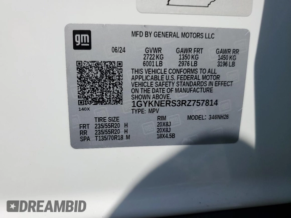 2024 Cadillac XT5 Premium Luxury AWD z VIN 1GYKNERS3RZ757814, wystawiony jako Copart lot #58976985 z przebiegiem 4 608 mil mil oraz Szkoda całkowita • Salvage title. Historia ofert i sprzedaży dostępna na DreamBid. Obrazek 14.