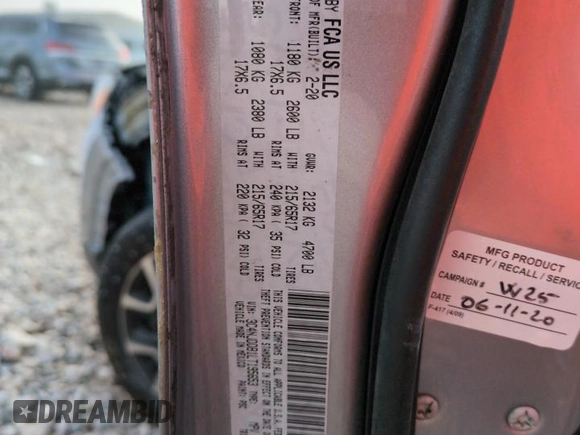 2020 Jeep Compass Trailhawk with VIN 3C4NJDDB1LT195653, listed as a Copart auction lot 82046974 with 119,007 mi miles and Salvage Title. Bid and sale history available at carsss.com. Image 14.