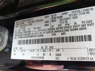 2021 Ford Escape SE с VIN 1FMCU0G65MUB10368, выставлен на аукционе IAAI как лот 42084579 с пробегом 36 043 миль миль и . История ставок и продаж доступна на DreamBid. Изображение 9.