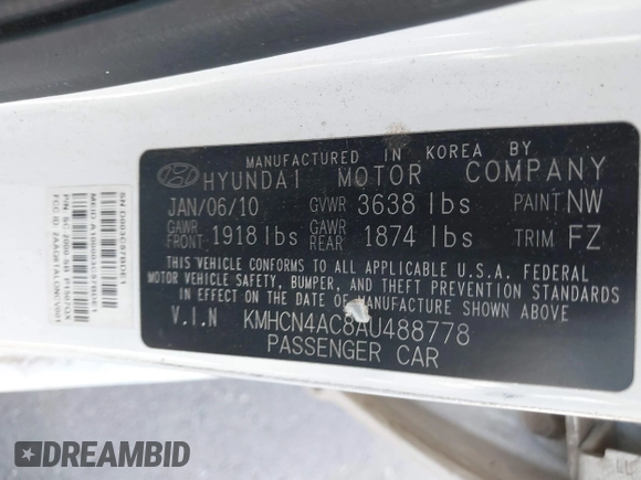 2010 Hyundai Accent GLS с VIN KMHCN4AC8AU488778, выставлен на аукционе IAAI как лот 40151349 с пробегом 174 002 миль миль и . История ставок и продаж доступна на DreamBid. Изображение 9.