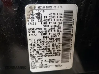 2017 Nissan Rogue SL z VIN JN8AT2MV6HW263653, wystawiony jako Copart lot #55967855 z przebiegiem 145 750 mil mil oraz Szkoda całkowita • Salvage title. Historia ofert i sprzedaży dostępna na DreamBid. Obrazek 13.