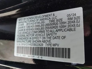 2025 Honda Pilot Black Edition with VIN 5FNYG1H92SB023629, listed as a IAAI auction lot 40957146 with 2,992 mi miles. Bid and sale history available at carsss.com. Image 9.