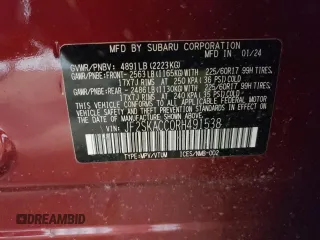 2024 Subaru Forester Premium with VIN JF2SKACC0RH491538, listed as a Copart auction lot 43653365 with 4,512 mi miles and Salvage Title. Bid and sale history available at carsss.com. Image 13.