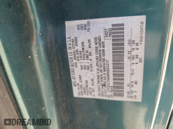 1998 Ford F-150 z VIN 1FTZX1768WNB23317, wystawiony jako Copart lot #52336895 z przebiegiem 288 431 mil mil oraz Szkoda całkowita • Salvage title. Historia ofert i sprzedaży dostępna na DreamBid. Obrazek 12.