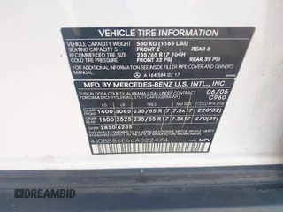 2006 Mercedes-Benz M 350 with VIN 4JGBB86E66A022474, listed as a IAAI auction lot 41791639 with 156,729 mi miles and . Bid and sale history available at DreamBid. Image 9.