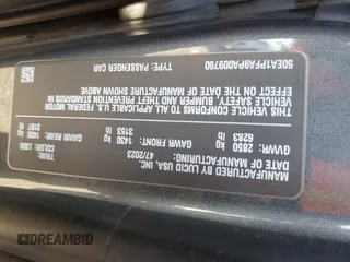 2023 Lucid Air Pure with VIN 50EA1PFA9PA009760, listed as a Copart auction lot 45912525 with 13,121 mi miles and Salvage Title. Bid and sale history available at carsss.com. Image 13.