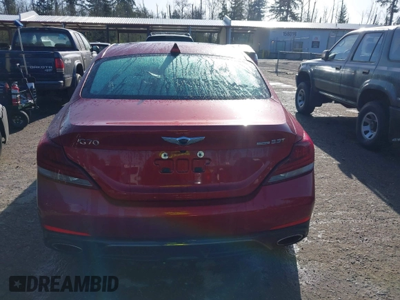 2019 Genesis G70 3.3T Advanced with VIN KMTG34LE6KU022487, listed as a IAAI auction lot 41996573 with 56,236 mi miles. Bid and sale history available at carsss.com. Image 17.