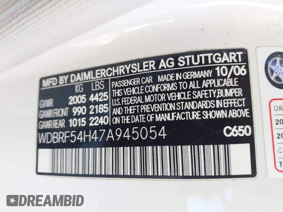 2007 Mercedes-Benz C 280 Luxury z VIN WDBRF54H47A945054, wystawiony jako IAAI lot #41670980 z przebiegiem 119 148 mil mil oraz . Historia ofert i sprzedaży dostępna na DreamBid. Obrazek 9.
