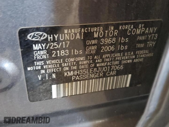 2018 Hyundai Elantra GT with VIN KMHH35LE8JU017066, listed as a Copart auction lot 67169424 with 69,206 mi miles and Salvage Title. Bid and sale history available at carsss.com. Image 12.
