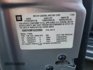 2006 GMC Envoy Denali with VIN 1GKET63M162220960, listed as a Copart auction lot 77500424 with 186,534 mi miles and Clean Title. Bid and sale history available at DreamBid. Image 13.
