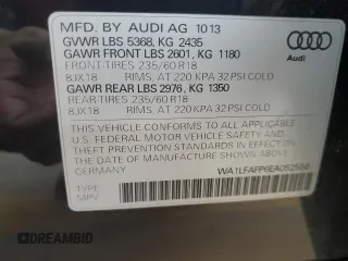 2014 Audi Q5 Premium Plus with VIN WA1LFAFP6EA052556, listed as a Copart auction lot 60723085 with 99,312 mi miles and Salvage title. Bid and sale history available at DreamBid. Image 13.