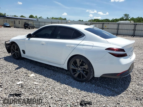 2023 Genesis G70 2.0T z VIN KMTG34TA2PU121330, wystawiony jako Copart lot #55718144 z przebiegiem 19 599 mil mil oraz Szkoda całkowita • Salvage title. Historia ofert i sprzedaży dostępna na DreamBid. Obrazek 2.