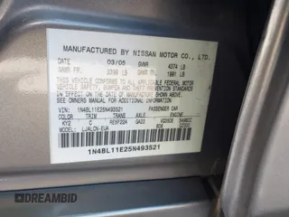 2005 Nissan Altima SE z VIN 1N4BL11E25N493521, wystawiony jako IAAI lot #42259248 z przebiegiem 141 651 mil mil oraz . Historia ofert i sprzedaży dostępna na DreamBid. Obrazek 9.