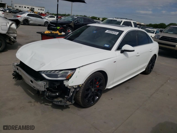 2020 Audi A4 Sedan Premium Plus with VIN WAUENAF49LN009596, listed as a Copart auction lot 49399253 with 16,694 mi miles. Bid and sale history available at carsss.com. Image 1.