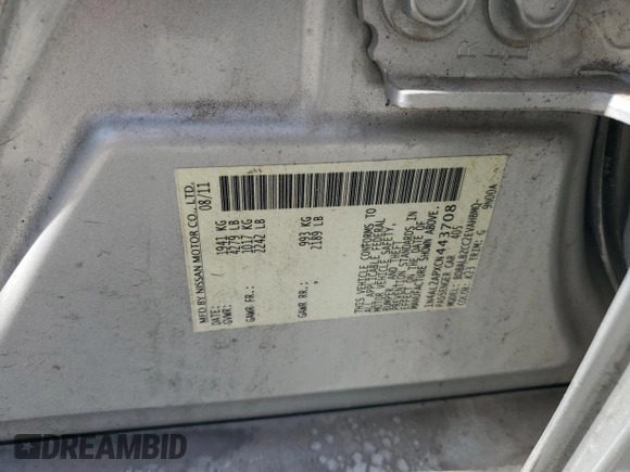 2012 Nissan Altima 2.5 with VIN 1N4AL2APXCN443708, listed as a Copart auction lot 51526735 with 167,159 mi miles and Salvage Title. Bid and sale history available at DreamBid. Image 12.