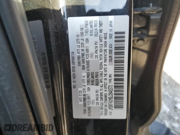 2020 Mazda CX-5 Touring with VIN JM3KFACM9L0848370, listed as a Copart auction lot 52771925 with 120,869 mi miles and Salvage Title. Bid and sale history available at DreamBid. Image 13.