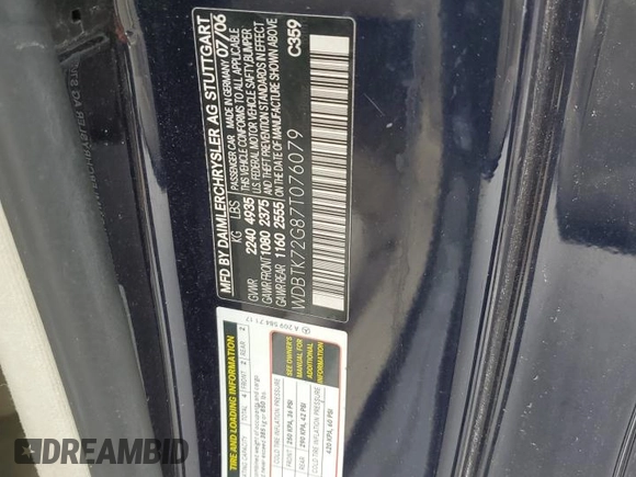 2007 Mercedes-Benz CLK 550 с VIN WDBTK72G87T076079, выставлен на аукционе Copart как лот 64653865 с пробегом 132 559 миль миль и Чистый • Clean title. История ставок и продаж доступна на DreamBid. Изображение 12.