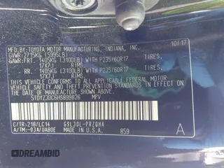 2017 Toyota Sienna XLE Auto Access Seat with VIN 5TDYZ3DC6HS899826, listed as a IAAI auction lot 42093541 with 95,931 mi miles and . Bid and sale history available at DreamBid. Image 9.
