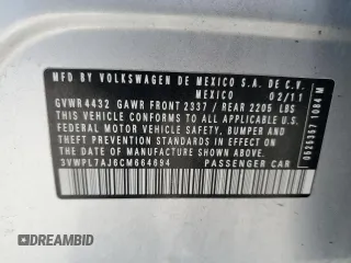 2012 Volkswagen Jetta TDI w/Sunroof & Nav with VIN 3VWPL7AJ6CM664694, listed as a Copart auction lot 83121624 with 142,382 mi miles and Clean title. Bid and sale history available at DreamBid. Image 12.