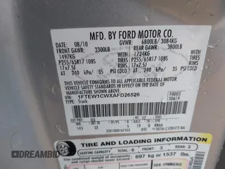 2010 Ford F-150 XL with VIN 1FTEW1CWXAFD26526, listed as a IAAI auction lot 41141650 with 200,042 mi miles. Bid and sale history available at carsss.com. Image 9.