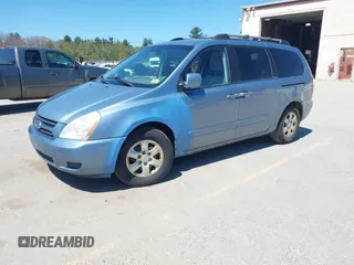 2007 Kia Sedona EX with VIN KNDMB233276158120, listed as a IAAI auction lot 42157778 with 222,920 mi miles. Bid and sale history available at carsss.com. Image 2.