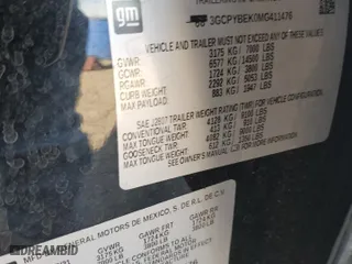 2021 Chevrolet Silverado 1500 Custom with VIN 3GCPYBEK0MG411476, listed as a Copart auction lot 48377735 with 84,145 mi miles and Salvage Title. Bid and sale history available at carsss.com. Image 12.