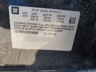 2014 Chevrolet Malibu LS with VIN 1G11B5SLXEF242083, listed as a Copart auction lot 51495955 with 136,472 mi miles and Salvage Title. Bid and sale history available at DreamBid. Image 12.
