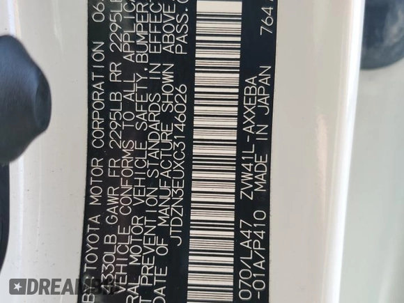 2012 Toyota Prius Two with VIN JTDZN3EUXC3146026, listed as a Copart auction lot 44641275 with 97,646 mi miles and Salvage Title. Bid and sale history available at DreamBid. Image 12.