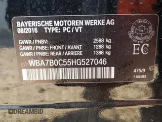 2017 BMW 7 Series 750i xDrive with VIN WBA7B0C55HG527046, listed as a Copart auction lot 41707455 with 15,947 mi miles and Salvage title. Bid and sale history available at DreamBid. Image 13.