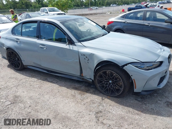2024 BMW M3 Competition xDrive with VIN WBS43AY03RFS40486, listed as a IAAI auction lot 42537934 with 23,973 mi miles and . Bid and sale history available at DreamBid. Image 1.