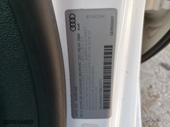 2015 Audi A7 3.0 Premium Plus with VIN WAUWGAFC7FN013771, listed as a Copart auction lot 45912773 with 120,225 mi miles. Bid and sale history available at carsss.com. Image 12.