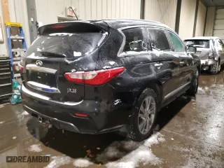 2013 Infiniti JX35 with VIN 5N1AL0MM2DC332028, listed as a Copart auction lot 38962534 with 206,450 mi miles and Salvage Title. Bid and sale history available at carsss.com. Image 3.