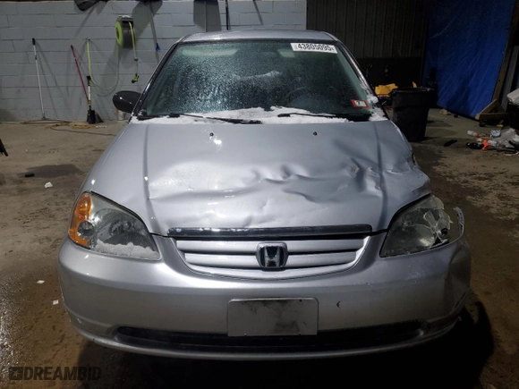 2003 Honda Civic LX with VIN 2HGES16633H548464, listed as a Copart auction lot 43805095 with 0 mi miles and Salvage Title. Bid and sale history available at carsss.com. Image 5.