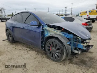 2022 Tesla Model Y Performance with VIN 7SAYGDEFXNF438281, listed as a Copart auction lot 53706435 with Not provided miles and Salvage title. Bid and sale history available at DreamBid. Image 4.