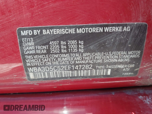 2014 BMW 3 Series 328d xDrive with VIN WBA3D5C52EF147282, listed as a IAAI auction lot 41719087 with 149,558 mi miles. Bid and sale history available at carsss.com. Image 9.