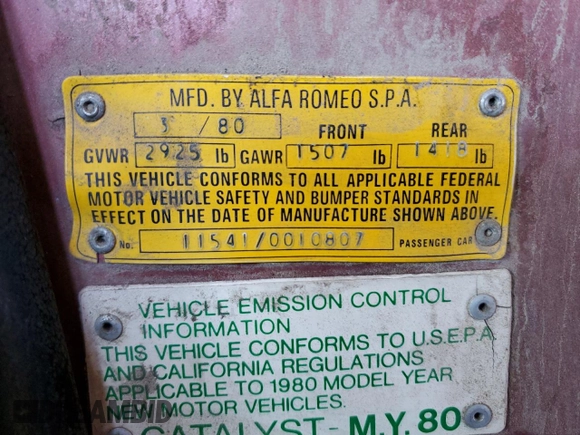 1980 Alfa Romeo Spider z VIN AR115410010807, wystawiony jako Copart lot #83566094 z przebiegiem 53 510 mil mil oraz Czysty tytuł • Clean title. Historia ofert i sprzedaży dostępna na DreamBid. Obrazek 12.