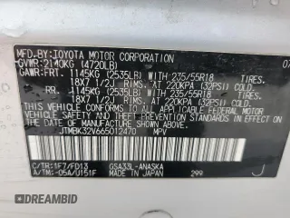 2006 Toyota RAV4 Sport with VIN JTMBK32V665012470, listed as a Copart auction lot 48783785 with 154,037 mi miles and Salvage Title. Bid and sale history available at carsss.com. Image 13.
