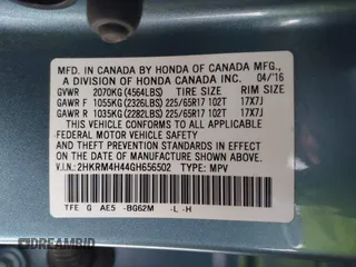 2016 Honda CR-V SE with VIN 2HKRM4H44GH656502, listed as a IAAI auction lot 41725344 with 44,783 mi miles and . Bid and sale history available at carsss.com. Image 9.