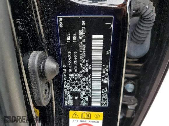 2016 Lexus NX 200t with VIN JTJBARBZ0G2086265, listed as a Copart auction lot 61365275 with 97,649 mi miles and Salvage title. Bid and sale history available at DreamBid. Image 13.