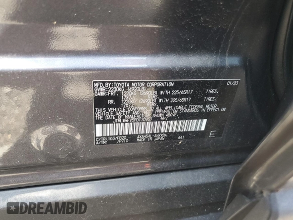 2023 Toyota RAV4 Hybrid LE with VIN JTMLWRFV5PD170957, listed as a Copart auction lot 62068505 with 7,880 mi miles and Salvage title. Bid and sale history available at DreamBid. Image 13.