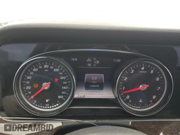 2019 Mercedes-Benz E 300 with VIN WDDZF4JB8KA515070, listed as a Copart auction lot 46981995 with 108,608 mi miles and Salvage Title. Bid and sale history available at DreamBid. Image 9.
