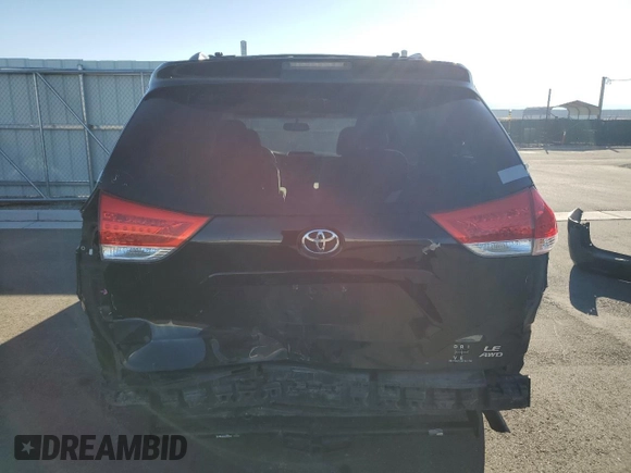 2012 Toyota Sienna LE with VIN 5TDJK3DC9CS038655, listed as a Copart auction lot 46852235 with 193,074 mi miles and Salvage Title. Bid and sale history available at carsss.com. Image 6.
