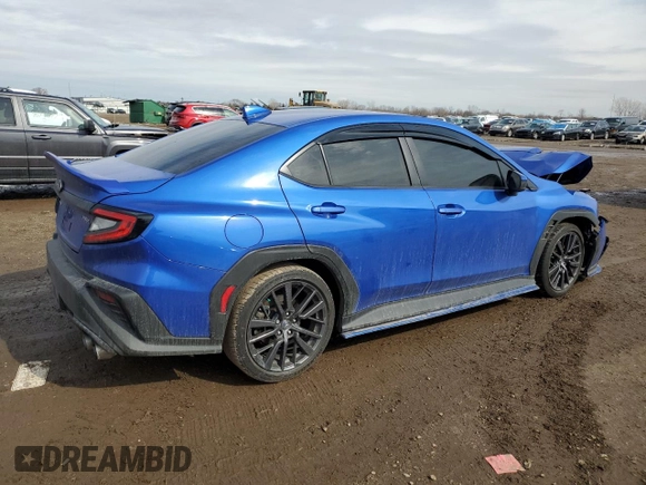 2023 Subaru WRX Premium with VIN JF1VBAF60P9814999, listed as a Copart auction lot 46886105 with 22,414 mi miles and Salvage title. Bid and sale history available at DreamBid. Image 3.