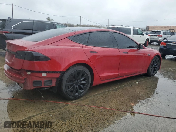 2016 Tesla Model S 90D with VIN 5YJSA1E24GF153482, listed as a Copart auction lot 52727105 with 91,396 mi miles and Salvage Title. Bid and sale history available at DreamBid. Image 3.