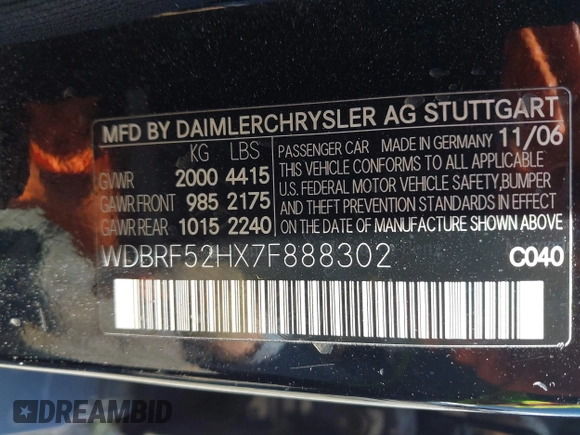 2007 Mercedes-Benz C 230 Sport z VIN WDBRF52HX7F888302, wystawiony jako IAAI lot #42539712 z przebiegiem 151 263 mil mil oraz . Historia ofert i sprzedaży dostępna na DreamBid. Obrazek 9.